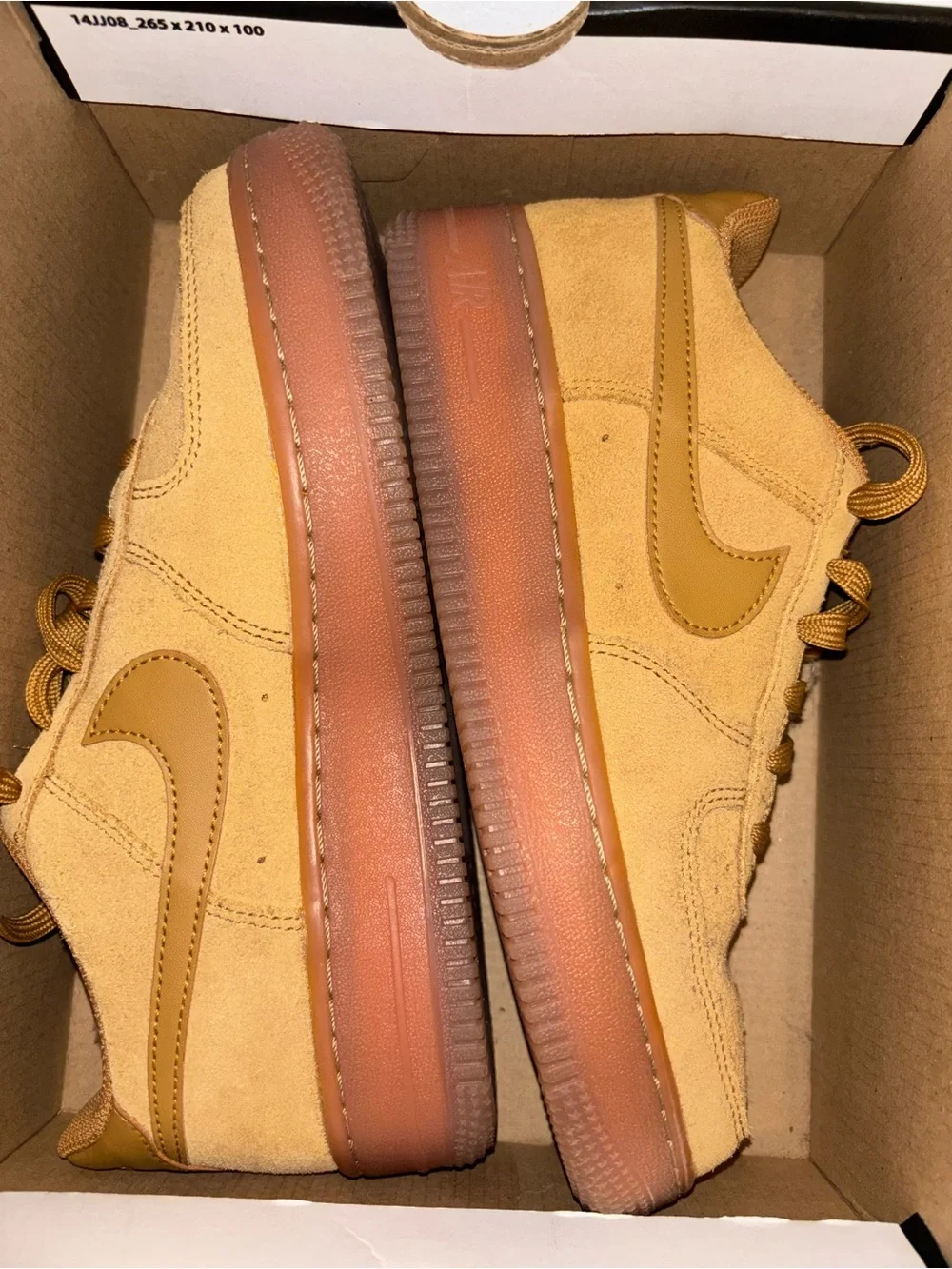 Nike Air Force size 5 youth Wheat Suede Sneakers - Tan
